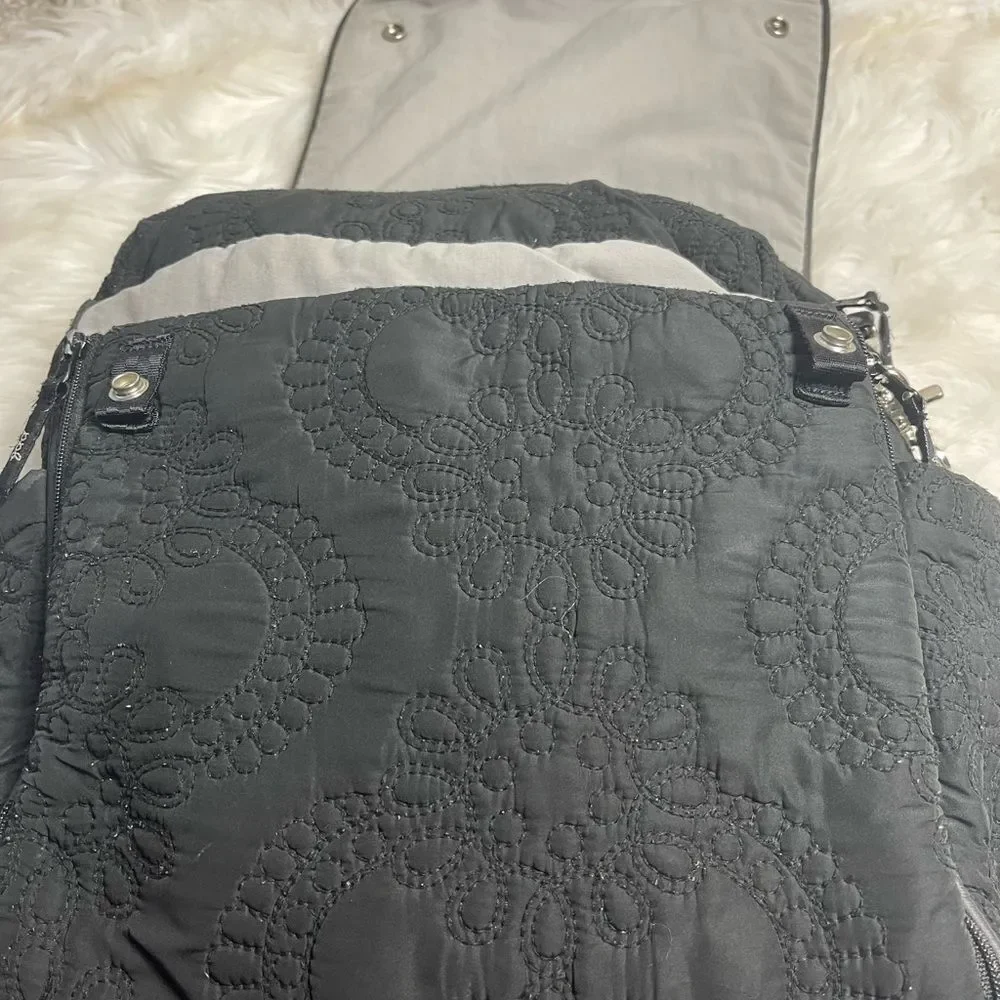 Petunia Pickle Bottom Quilted Black reversible backpack/shoulder diaper bag